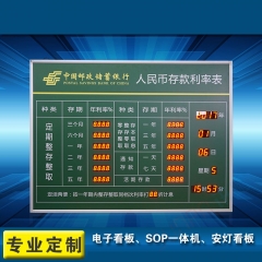 定制电子汇率牌中国邮政银行汇率显示屏存款利率表显示屏厂家直销